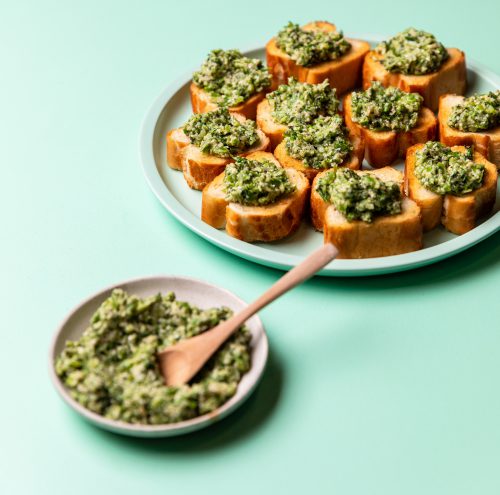 Broccolini and Gruyere Pesto Toasts