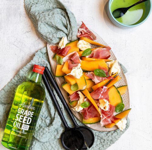 Rockmelon and Prosciutto Salad with Kiwi Lime Dressing