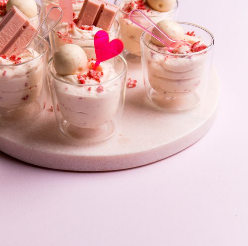 White Chocolate and Strawberry Mousse Cups