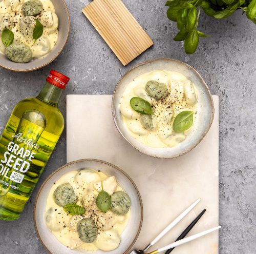 Broccoli Gnocchi with Four Cheese Sauce