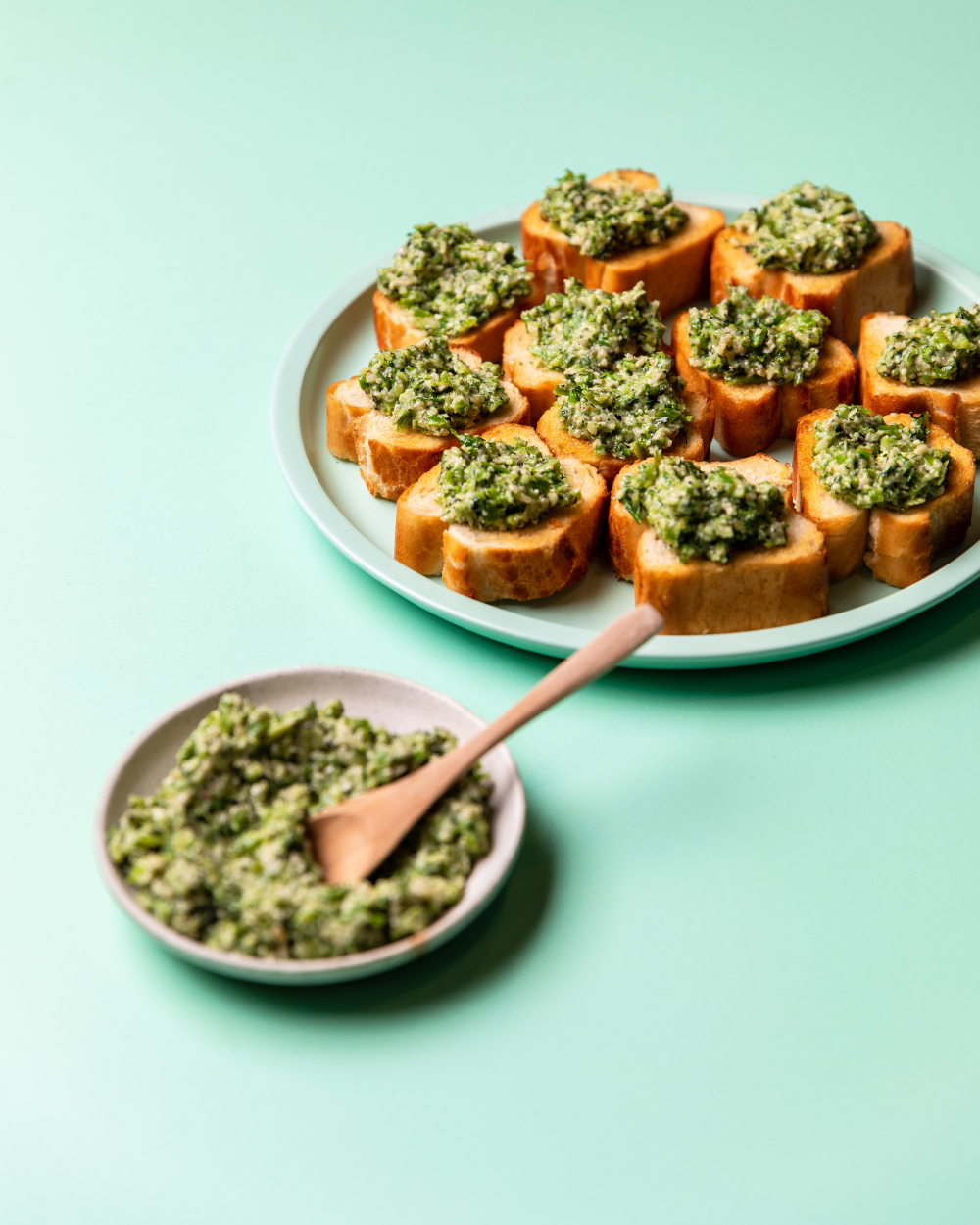 Broccolini and Gruyere Pesto Toasts - AZALEA
