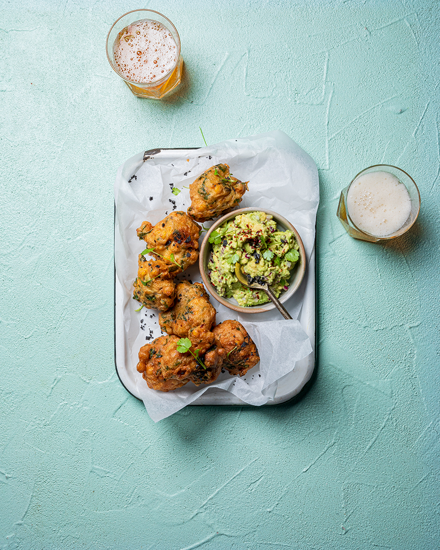 Herby Corn Fritters with Smashed Avo Salsa